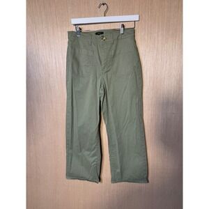Quince Olive Green Organic Cotton Wide Leg Chino Pants Womens Size 8 High Rise